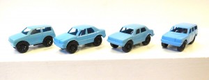 Spielautos mit Schwungradantrieb 1987 , hellblau
