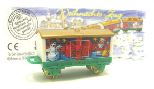 Eisenbahn, Weihnachtszug Waggon mit Schneemann + Beipackzettel