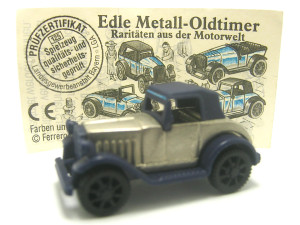 Edle Metall-Oldtimer 1995 , Aston Martin 1922 blau + Beipackzettel