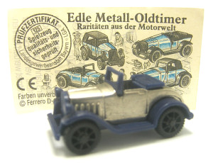 Edle Metall-Oldtimer 1995 , Plymouth 1928 blau + Beipackzettel