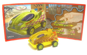 Kinder Race 1 und 2 , 2010 , Rennwagen gelb UN054 + Beipackzettel
