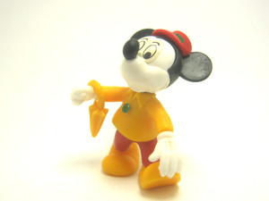 Micky Maus mit Schirm gelb/rot