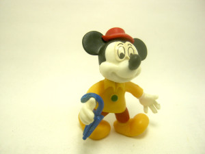 Micky Maus mit Schirm gelb/rot