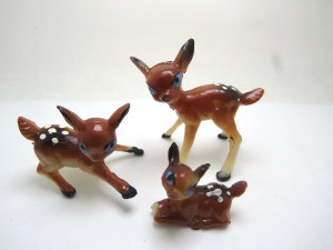 ALTFIGUREN Tierfamilie, Rehe rotbraun, 70er 