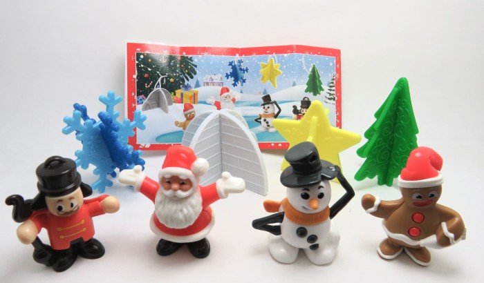 Komplett-Weihnachtssatz aus dem Kinder Joy Ei.  Österreich + Beipackzettel