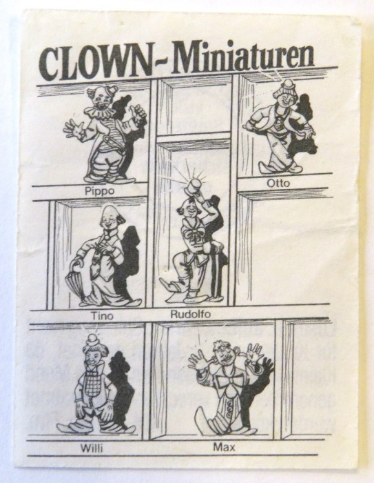 Beipackzettel Clown-Miniaturen 1990
