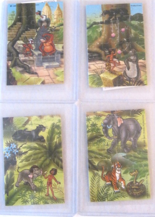 Komplettsatz Puzzle Dschungelbuch 4 Puzzle + 4 Beipackzettel