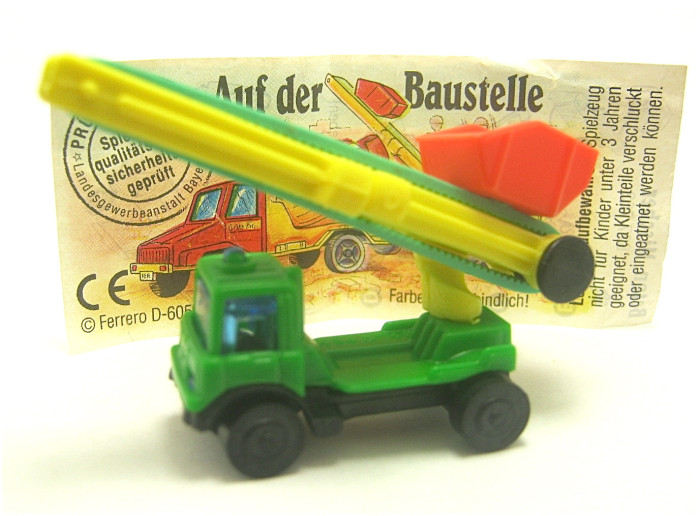 Auf der Baustelle 1994 , LKW mit Förderband + Beipackzettel