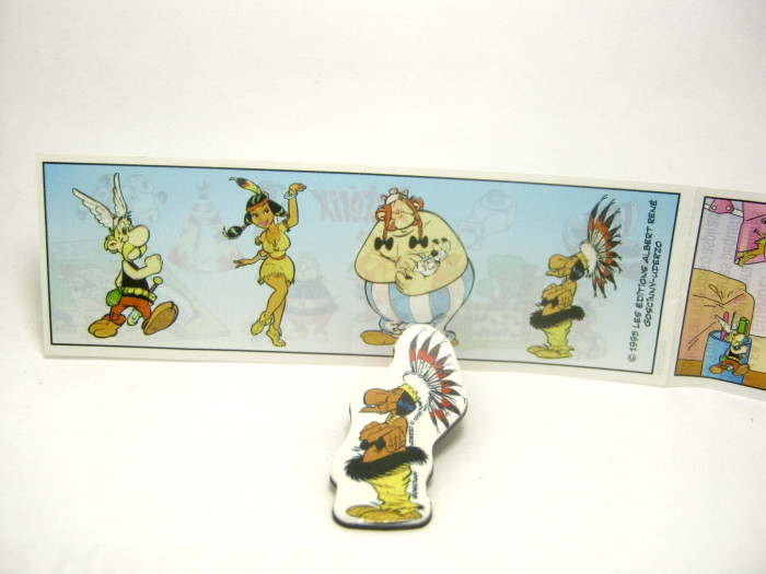 Asterix in Amerika Frankreich 1997 , Magnetpin Häuptling + Beipackzettel