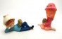 Alte Miniaturfiguren , Mädchen mit Vase u. Pagenjunge